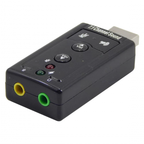Placa de som USB 7.1 DirectSound 3D (fone e microfone) - MD9