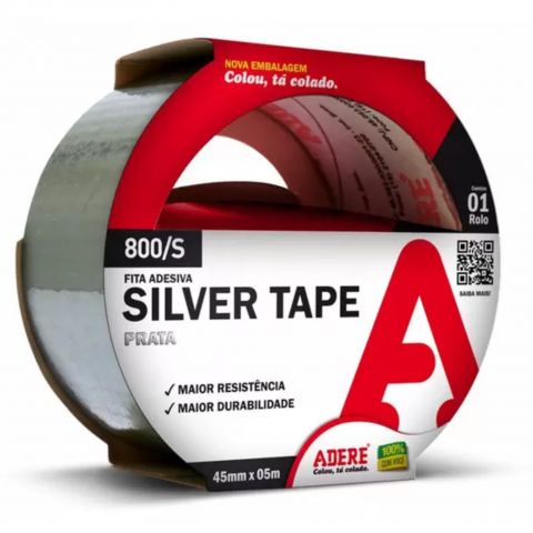 Fita Adesiva Silver Tape Prata 45 mm x 05 m 800/S - Adere
