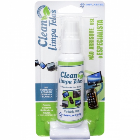 CLEAN LIMPA TELAS 60ML COM FLANELA - Implastec