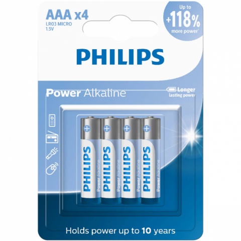 PILHAS ALCALINAS AAA C/4 LR03P4B/59 - Philips