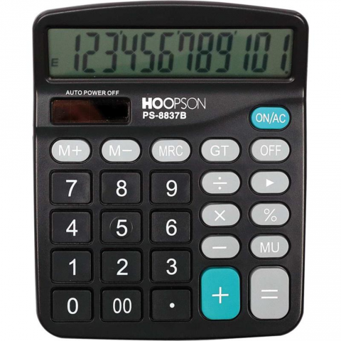 Calculadora de Mesa 12 dgitos a pilha Preta - Hoopson