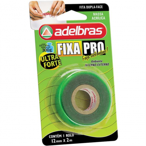 Fita dupla face Fixa Pro Massa Acrilic 12mmx2m - Adelbras